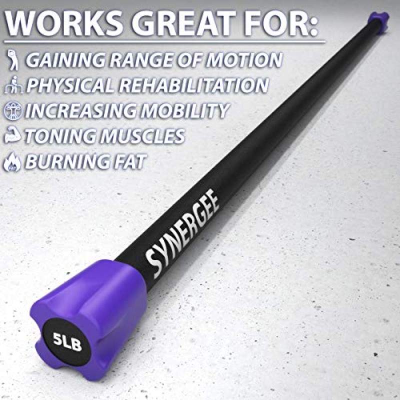 Synergee Workout Bar 웨이트 바 콤보 세트 - 다중 웨이트 패딩 웨이트 바 - 바디 토닝 운동 바, 근력 및 상태