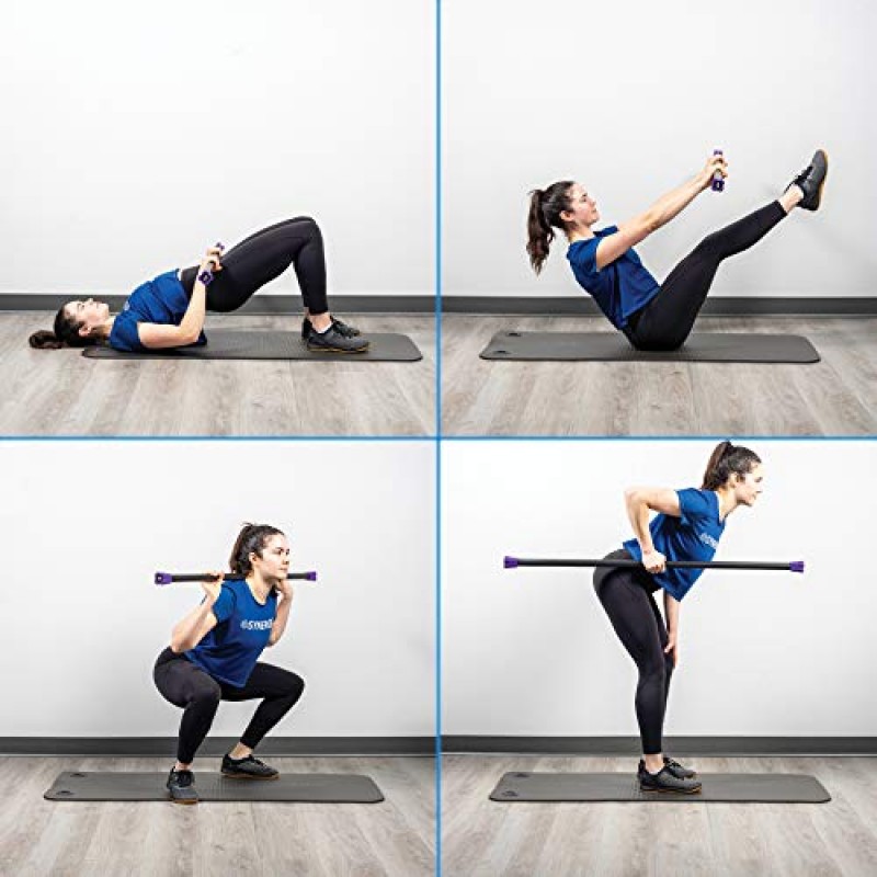 Synergee Workout Bar 웨이트 바 콤보 세트 - 다중 웨이트 패딩 웨이트 바 - 바디 토닝 운동 바, 근력 및 상태
