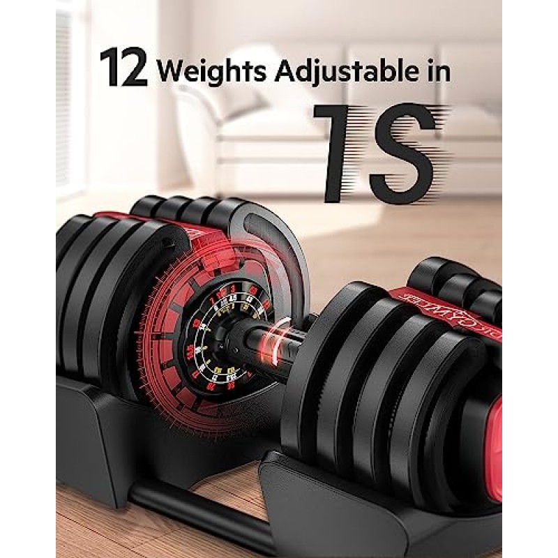 DR.GYMLEE 3-in-1 독특한 디자인 1S 조정 가능한 덤벨 바벨 Kettlebell 홈 체육관용 12 무게 멀티 웨이트 운동을 위한 8개의 안전 잠금 장치 및 미끄럼 방지 핸들이 있는 컴팩트 사이즈 남성 여성 초보자