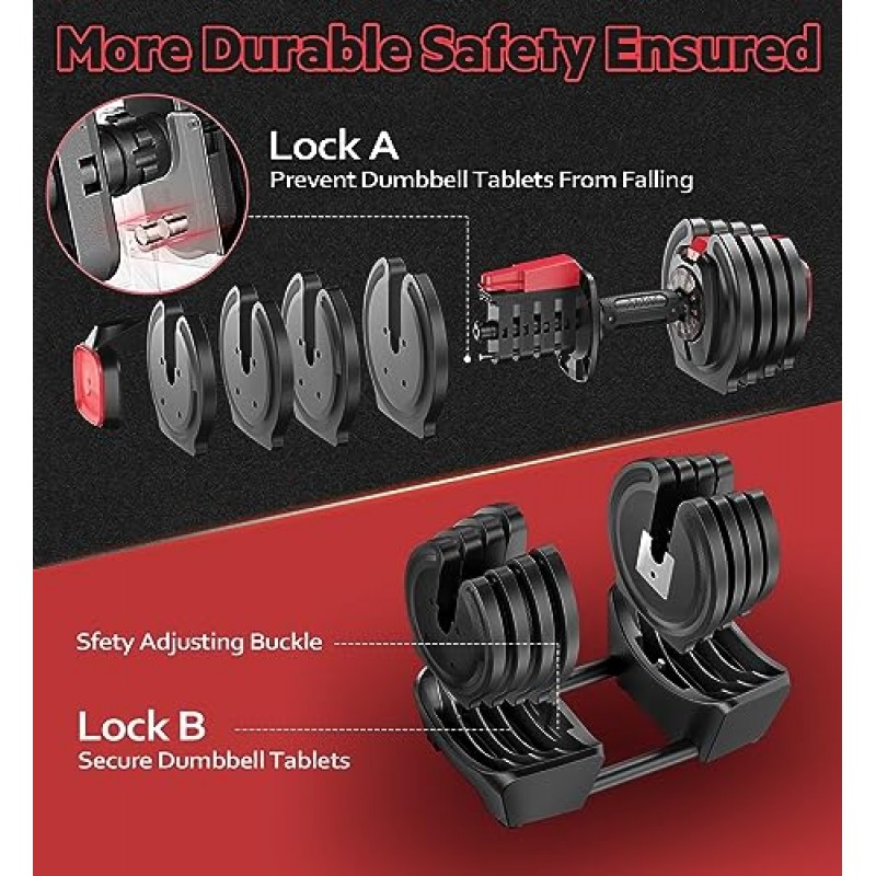 DR.GYMLEE 3-in-1 독특한 디자인 1S 조정 가능한 덤벨 바벨 Kettlebell 홈 체육관용 12 무게 멀티 웨이트 운동을 위한 8개의 안전 잠금 장치 및 미끄럼 방지 핸들이 있는 컴팩트 사이즈 남성 여성 초보자