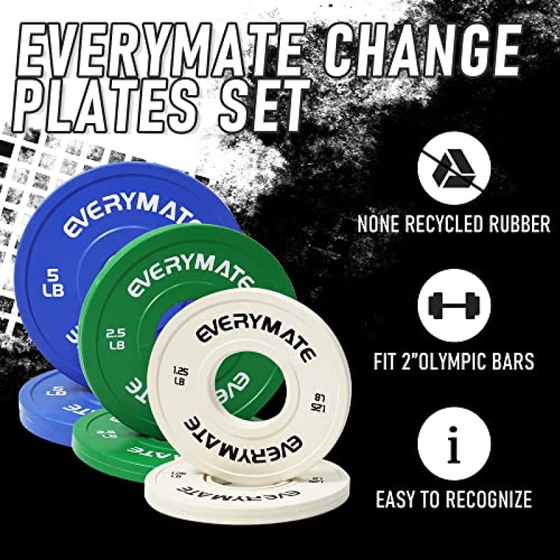 EVERYMATE 변경 무게 플레이트 1.25LB 2.5LB 5LB 세트 분수 플레이트 크로스 트레이닝 및 올림픽 역도용 올림픽 범퍼 플레이트 17.5LB 웨이트 플레이트 세트