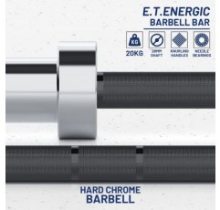E.T.ENERGIC 7피트 올림픽 바벨 바 20KG 하중 1500파운드 용량 역도, 파워리프팅 및 체육관 홈 운동에 사용 가능