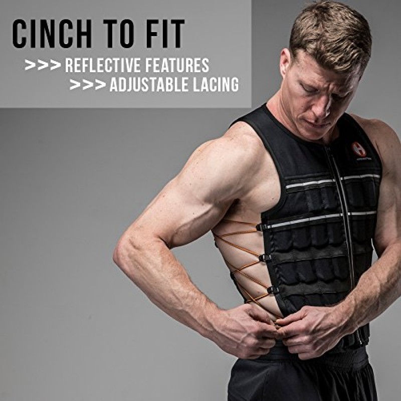 Hyperwear Hyper Vest ELITE 완전 조절 가능한 웨이트 조끼 - 스트레치 CORDURA® 패브릭 지퍼 얇은 강철 웨이트 - 달리기, 근력, 지구력, 걷기용 가중 조끼 - 사이즈 S, M, L, XL