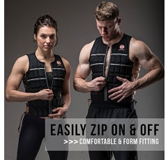 Hyperwear Hyper Vest ELITE 완전 조절 가능한 웨이트 조끼 - 스트레치 CORDURA® 패브릭 지퍼 얇은 강철 웨이트 - 달리기, 근력, 지구력, 걷기용 가중 조끼 - 사이즈 S, M, L, XL