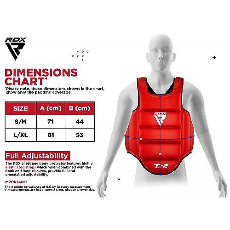 RDX 복싱 바디 프로텍터 리버시블, 킥복싱 MMA 무에타이 가슴 보호대, 스파링 훈련 헤비 펀칭, 조절 가능한 방패, 무술 윗배 보호 패드, 태권도 TKD 조끼