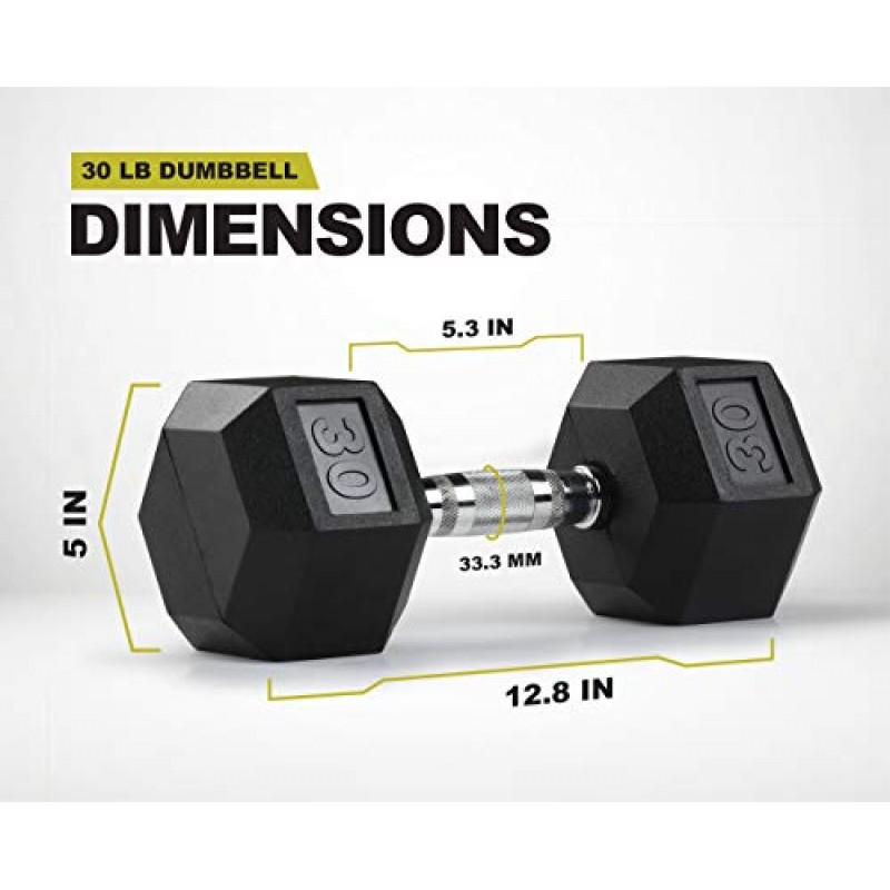 25개의 새로운 PRCTZ 고무로 싸인 육각 덤벨, 단일 웨이트 - 15, 20, 25, 30, 35, 40,