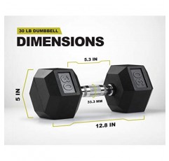 25개의 새로운 PRCTZ 고무로 싸인 육각 덤벨, 단일 웨이트 - 15, 20, 25, 30, 35, 40,