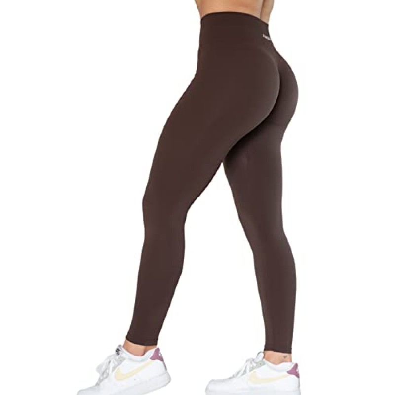 AUROLA 여성용 파워 운동 레깅스 Tummy Control Squat Proof 늑골이있는 두꺼운 매끄러운 Scrunch Active Pants