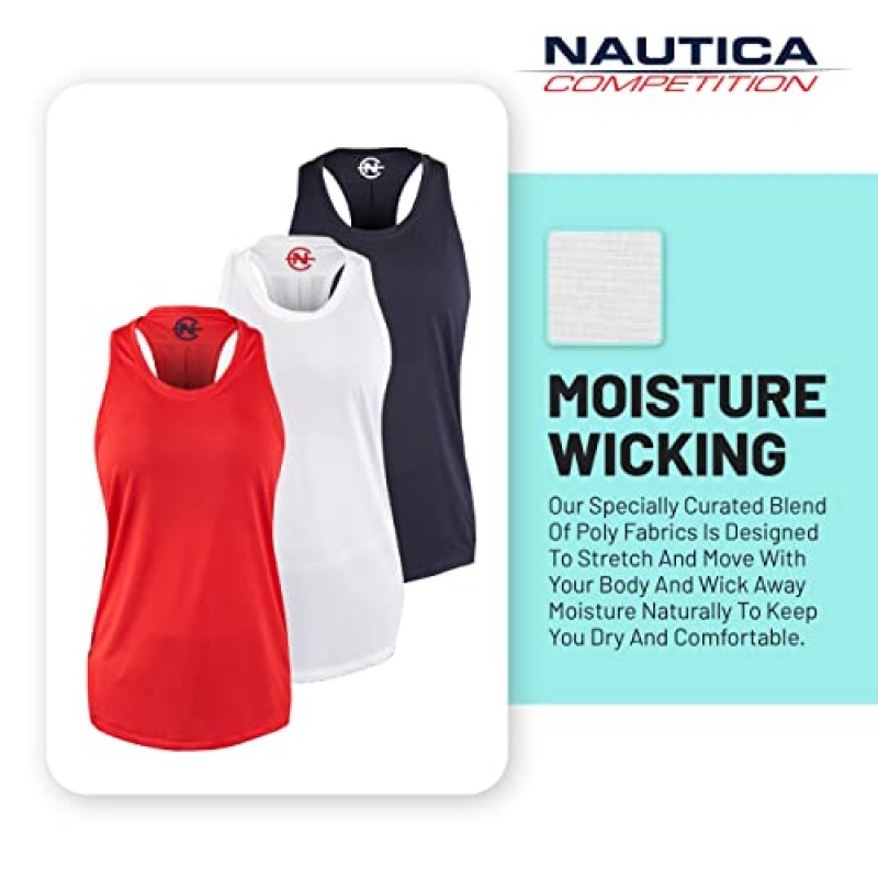 Nautica Competition 3 팩 운동 탱크 탑 여성용 활성 운동 체육관 운동 달리기 운동 요가 Dry-Fit Fabric