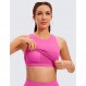 CRZ YOGA Butterluxe Womens Racerback 하이 넥 롱라인 스포츠 브라 - 선반 브라가 내장된 패딩 운동 자르기 탱크 탑