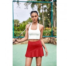 여성용 Ekouaer 테니스 스커트 Pleated Athletic Golf Skorts 스커트(반바지 주머니 포함) 경량 러닝 운동 스커트