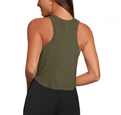 LASLULU Womens Crop Tops 민소매 운동 탑 홀터넥 넥 Flowy Athletic Shirts Cropped Tank Tops 근육 탱크