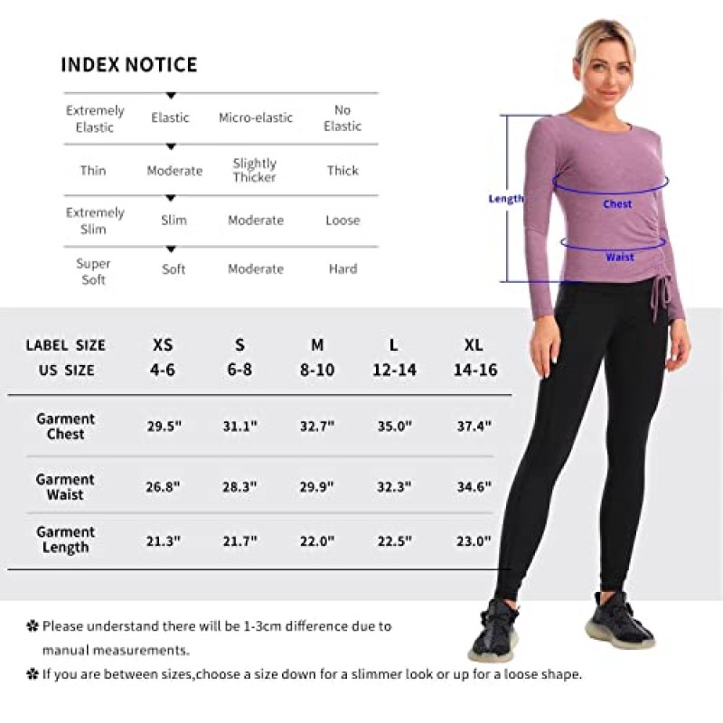 여성 긴/짧은 소매 운동 상의 주름 장식이 있는 측면 요가 Atheltic 셔츠 슬림 핏
