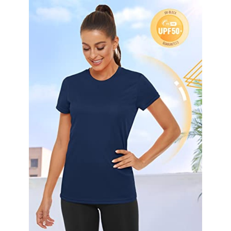 TACVASEN 여성용 반팔 셔츠 Sun Protection T-Shrit UPF 50+ 퀵 드라이 야외 요가 러닝 체육관 운동 탑