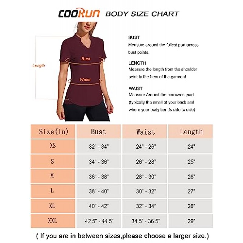 COOrun Womens Workout Tops 반소매 V 넥 모이스처 위킹 셔츠 요가 탑 골프 운동 러닝 캐주얼 티셔츠