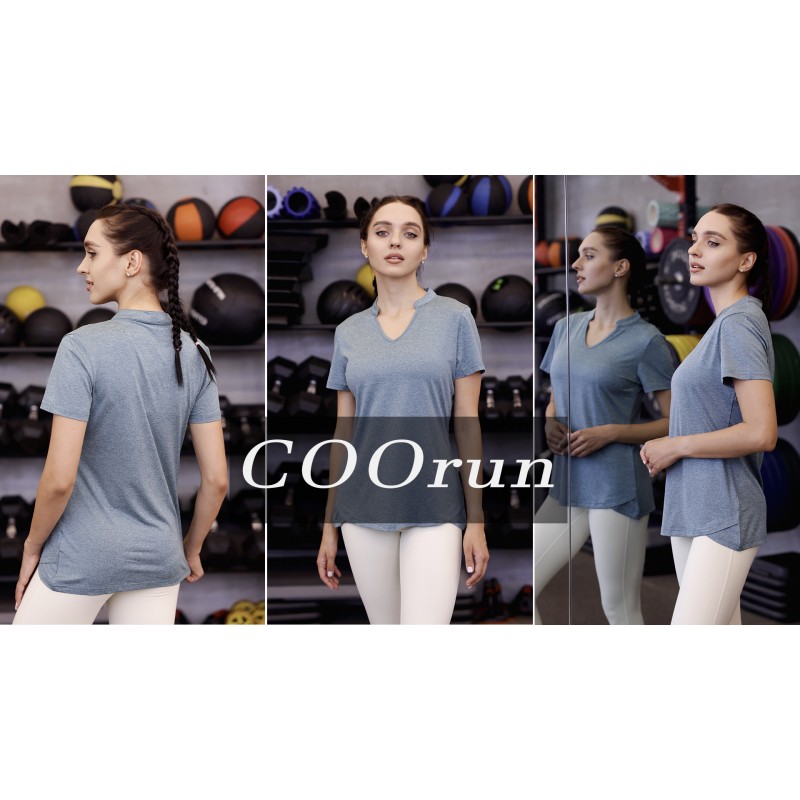 COOrun Womens Workout Tops 반소매 V 넥 모이스처 위킹 셔츠 요가 탑 골프 운동 러닝 캐주얼 티셔츠