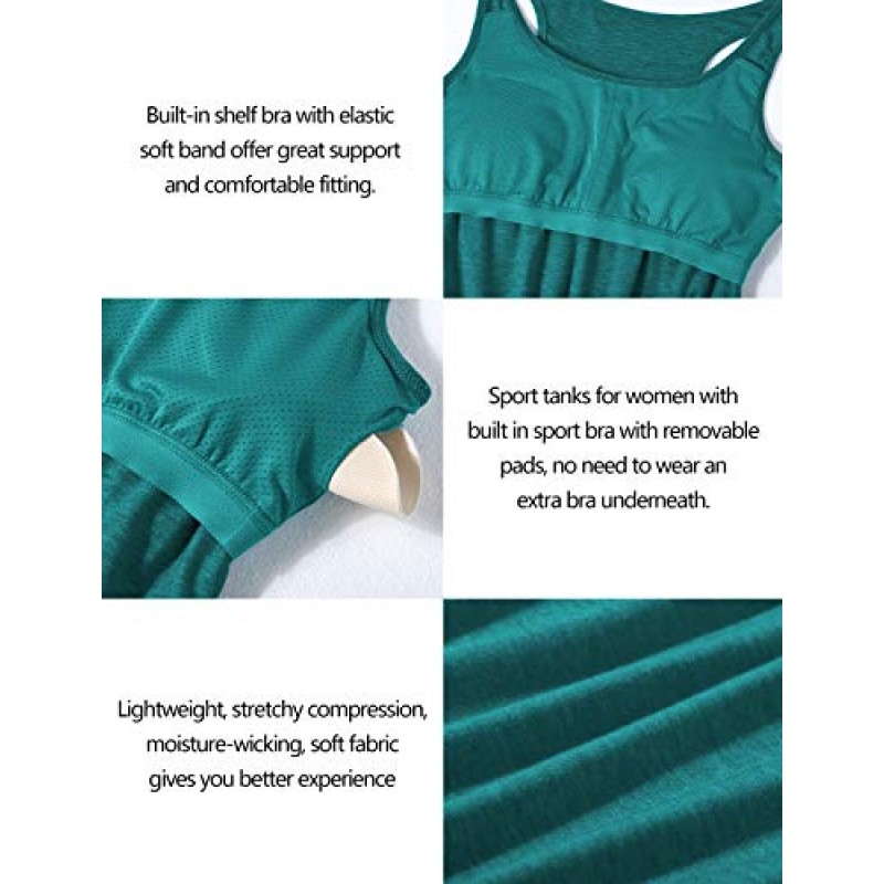 Cestyle Womens Tank Tops with Bras Racerback 요가 운동 스포츠 액티브웨어