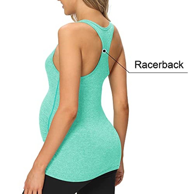 Fitglam 여성용 출산 탱크 탑 운동 활동적인 운동 요가 민소매 셔츠 임신 Racerback Activewear Clothes