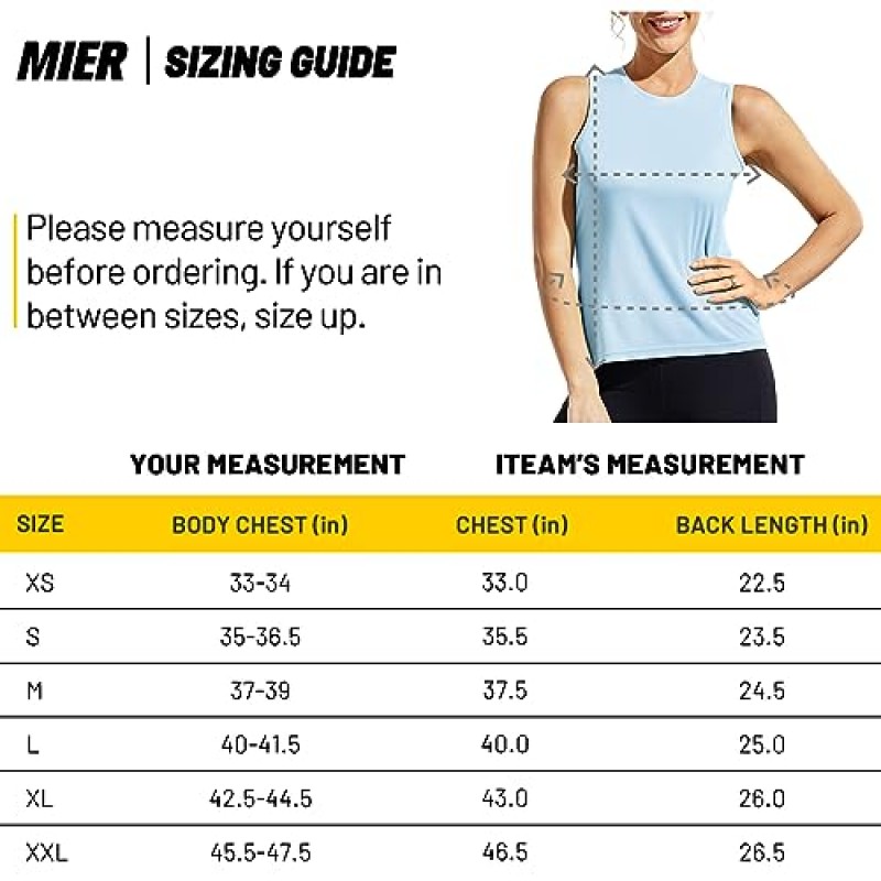 MIER 여성용 민소매 운동 셔츠 UPF 50 Sun Protection 러닝 체육관 탱크 탑 드라이 피트 운동 테니스 근육 티