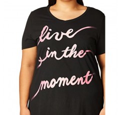 저스트 마이 사이즈 여성용 사이즈 플러스 프린트 반소매 V넥 티셔츠 단종