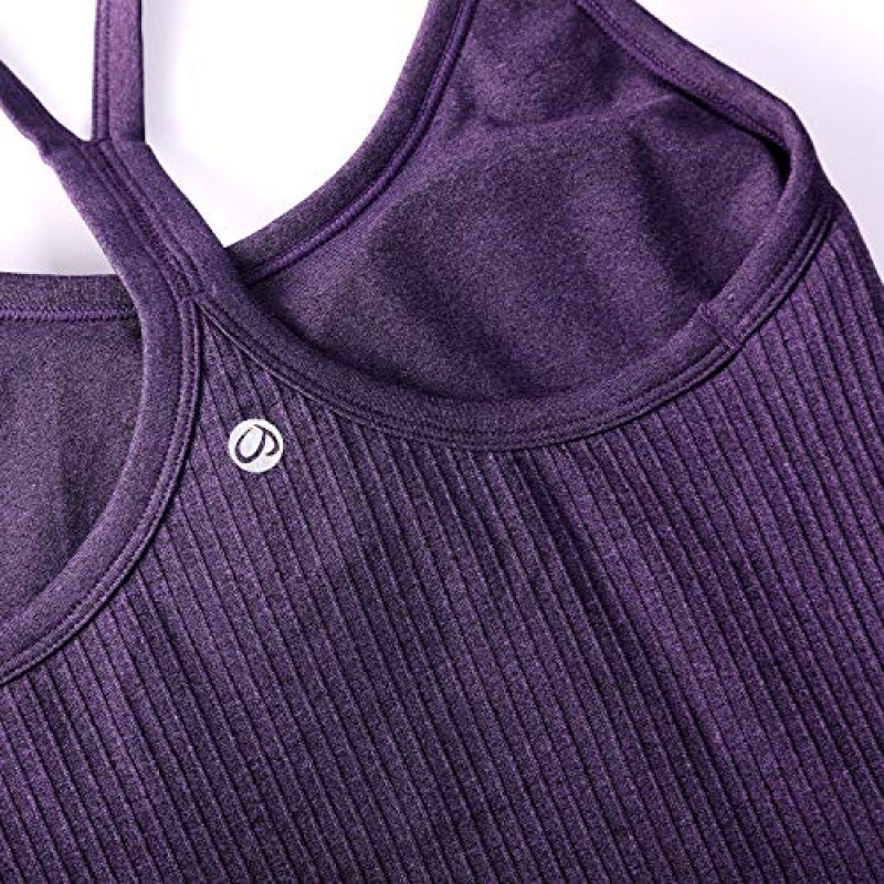 CRZ YOGA 여성용 원활한 운동 탱크 탑 Racerback Athletic Camisole 스포츠 셔츠 (브라 내장 포함)