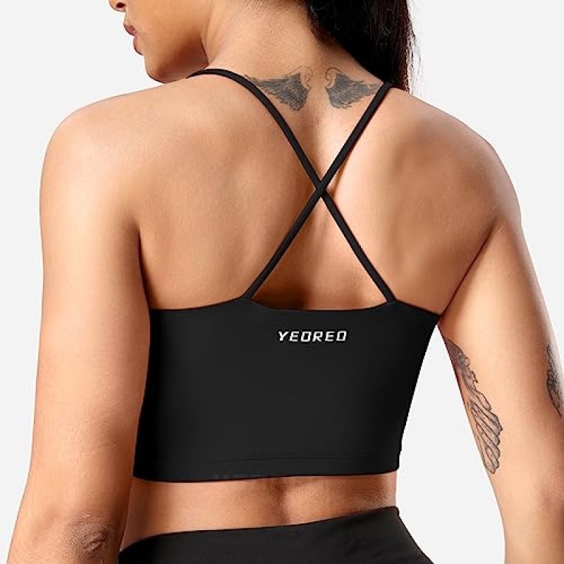 YEOREO 스포츠 브라 여성용 운동 패딩 스포츠 브라 Adore Longline 요가 탱크 탑 Fitness Strappy Crop Cami Tank