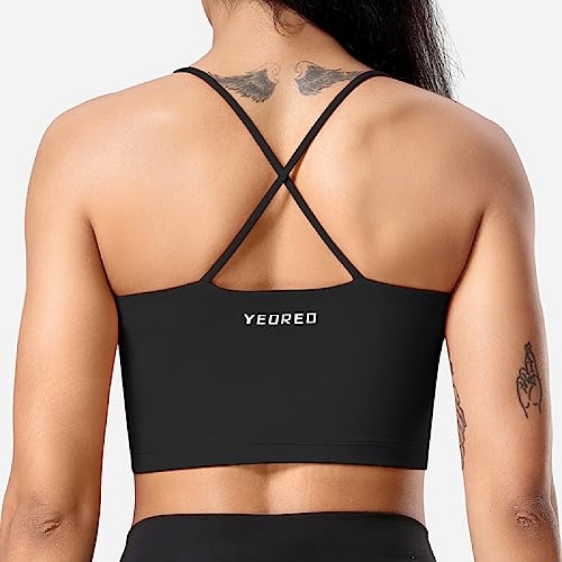 YEOREO 스포츠 브라 여성용 운동 패딩 스포츠 브라 Adore Longline 요가 탱크 탑 Fitness Strappy Crop Cami Tank