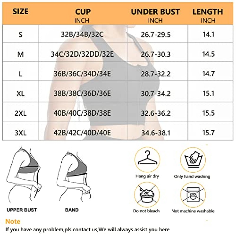 IHHCOXK Racerback 여성용 스포츠 브라 롱라인 요가 브래지어 지퍼 프론트 크롭 탑 패딩 탱크 탑 운동 셔츠