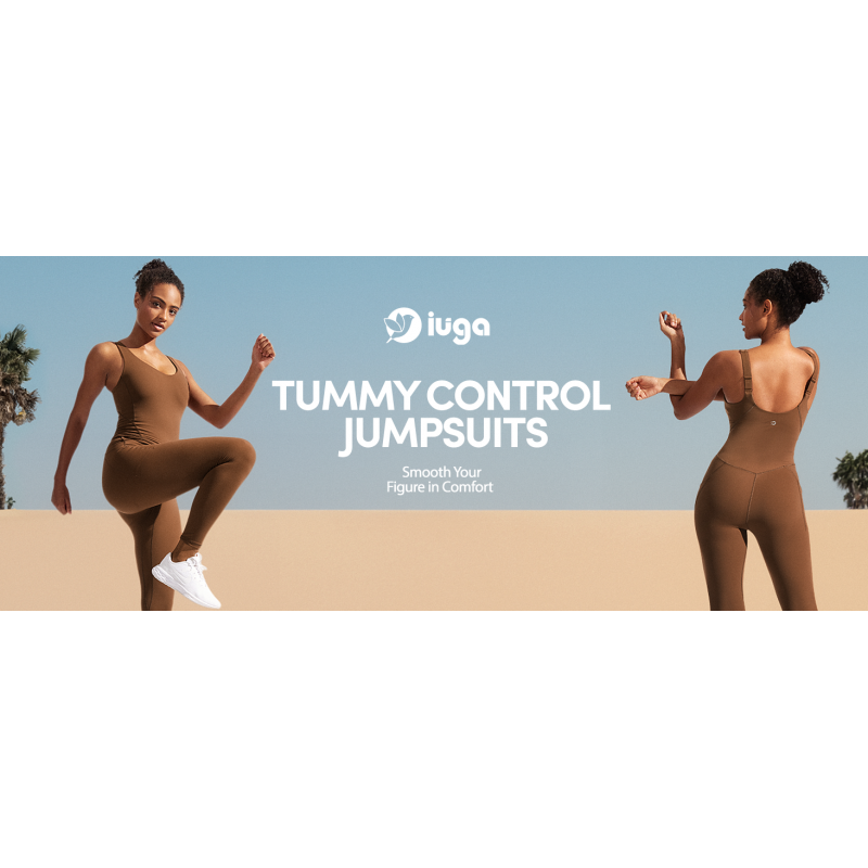 IUGA 여성용 원피스 점프 슈트 Tummy Control Workout Romper Unitard Bodysuit Bodycon Jumpsuit 내장 브래지어