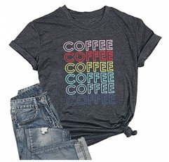 여성용 커피 셔츠 귀여운 커피 애호가 그래픽 티셔츠 재미 있은 편지 인쇄 캐주얼 반소매 티셔츠