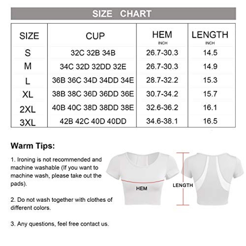 TrainingGirl 여성용 슬림 피트 운동 탑 메쉬 백 요가 자르기 탑 브래지어 내장형 반소매 운동 체육관 피트니스 셔츠