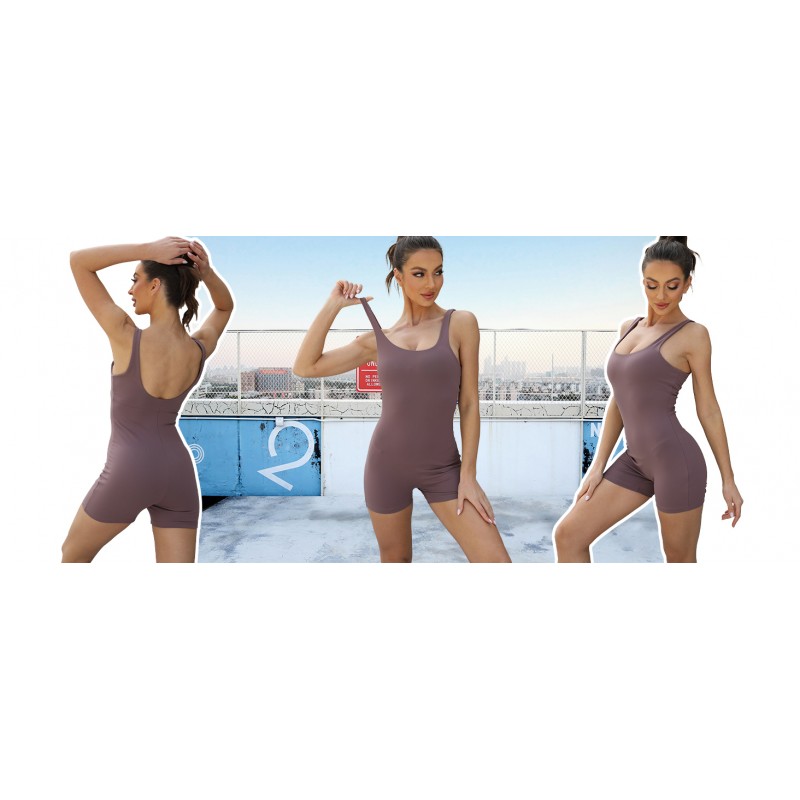 AUTOMET Womens Jumpsuits Unitard Bodysuits 원피스 반바지 Rompers 요가 민소매 Backless Seamless Bodycon 의상 2023