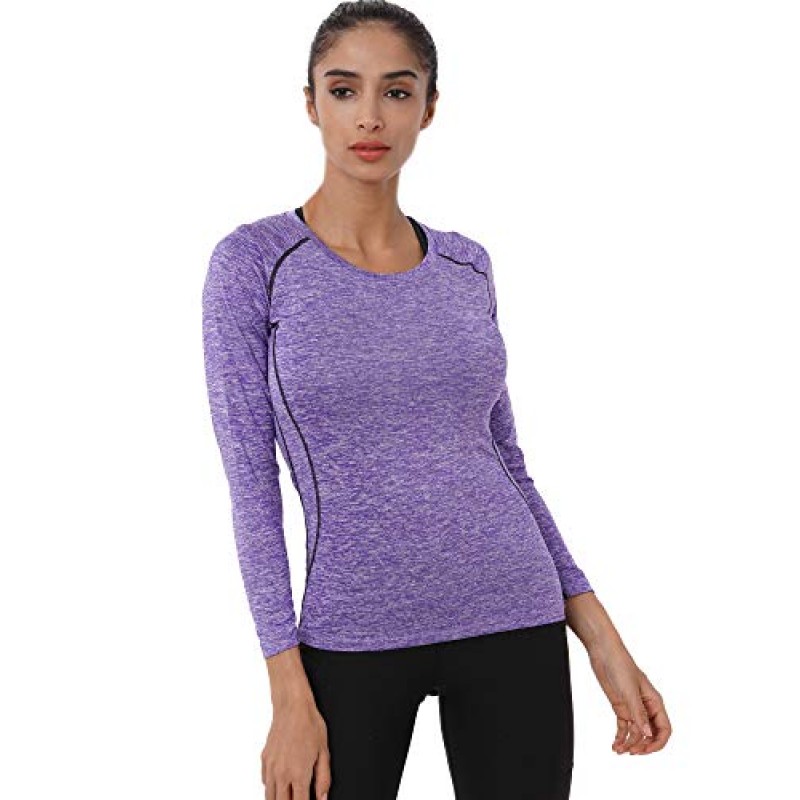 NELEUS 여성용 3팩 압축 셔츠 긴 소매 요가 운동 달리기 티셔츠