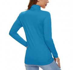 CRYSULLY 여성용 긴 소매 셔츠 썬 프로텍션 1/4 지퍼 여름 퀵 드라이 하이킹 셔츠