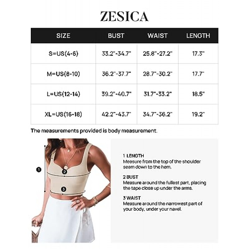 ZESICA 여성용 2023 민소매 V 넥 탱크 리브 니트 셔츠 백리스 슬림 피트 기본 귀여운 크롭 탑