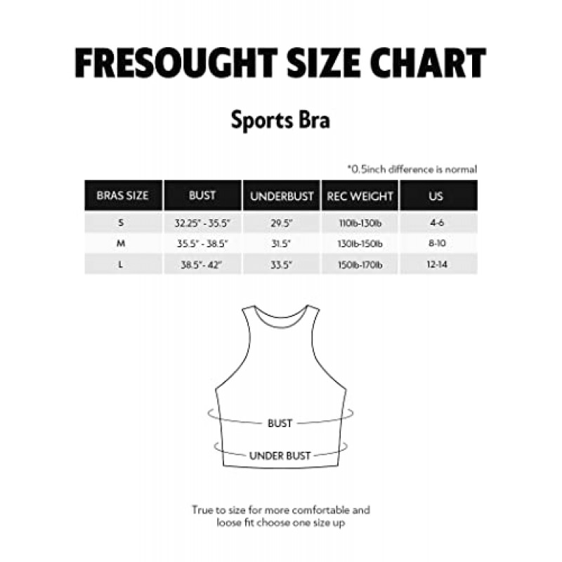 여성용 FRESOUGHT 스포츠 브래지어 패딩 운동 Racerback 탱크 탑 하이 넥 민소매 체육관 요가 운동 자르기 탑 브라