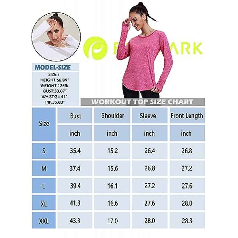 Pinspark 여성용 긴 소매 운동 셔츠 메쉬 요가 탑 루즈 피트 하이킹 체육관 ​​셔츠 통기성 빠른 드라이 러닝