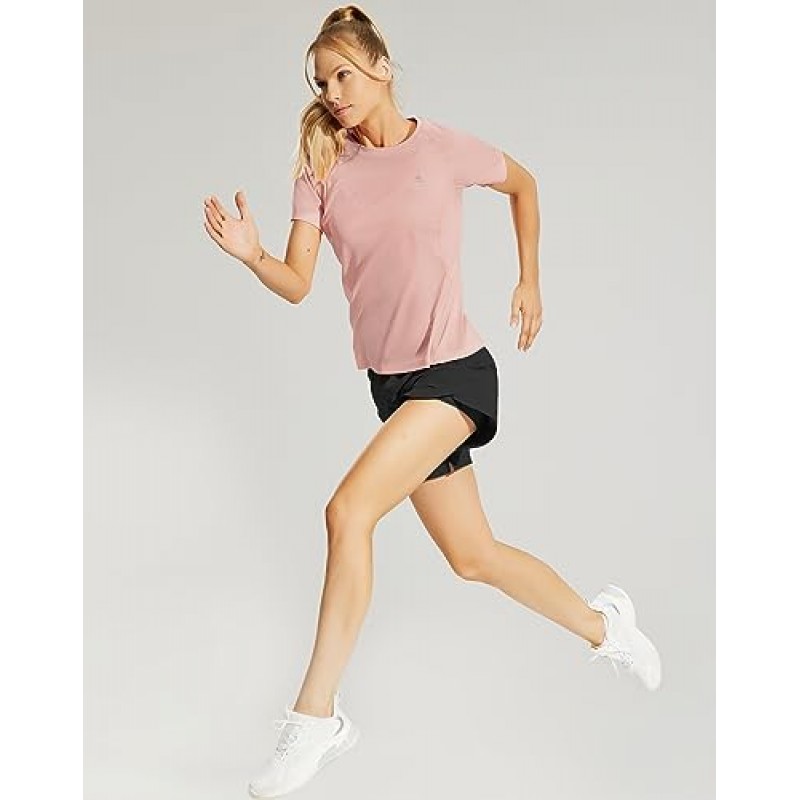 Haimont 여성용 운동 운동 러닝 셔츠 체육관 하이킹 운동을위한 경량 속건성 라글란 반팔 탑
