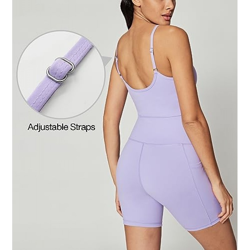 Heathyoga 여성 운동 Romper 반바지 Tummy Control 여성용 원피스 점프 슈트 Yoga Bodycon Romper Unitard Bodysuit