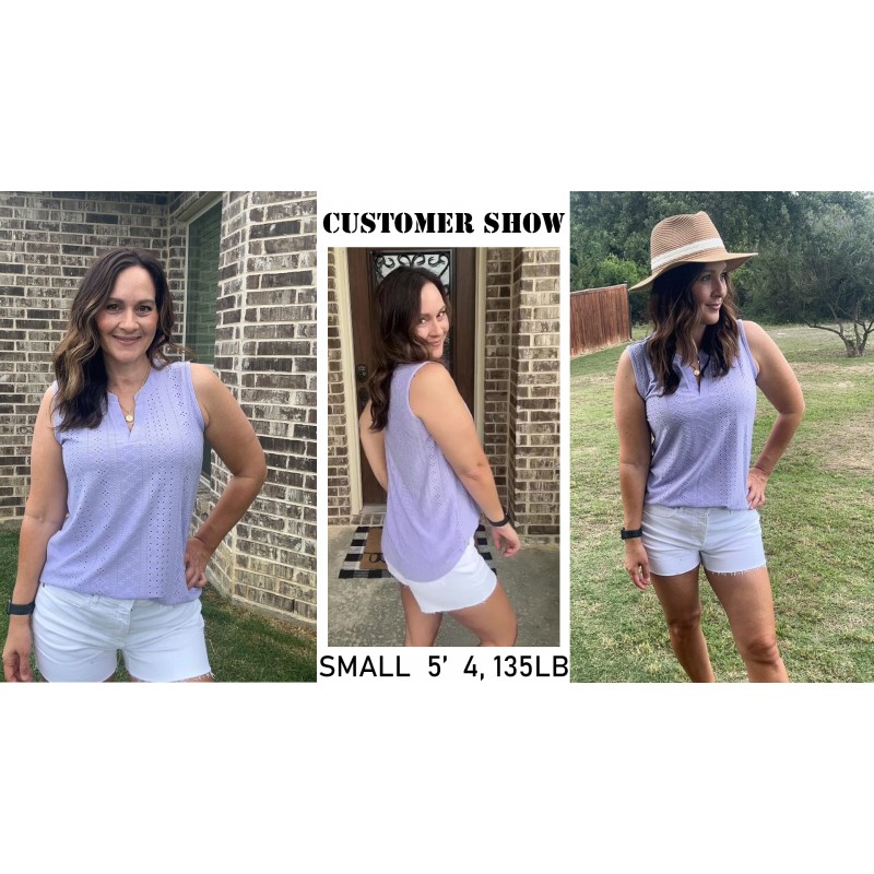 Zwurew 여성용 탱크 탑 루즈 피트 민소매 V 넥 탑 Dressy 캐주얼 아일렛 Summer Flowy Cami Shirts Blouse