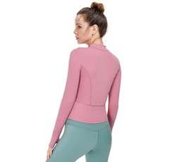 또 다른 선택 여성 체육관 지퍼 업 재킷 경량 크롭 운동 재킷 엄지 구멍이 있는 운동 탑 러닝