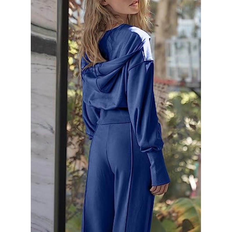 Herseas Womens 2 Piece 캐주얼 복장 운동 까마귀 운동복 (스웨트 팬츠 포함) 여행 공항 트랙 정장 라운지 세트