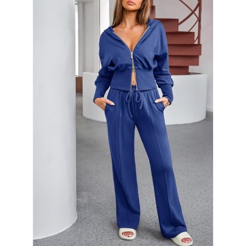 Herseas Womens 2 Piece 캐주얼 복장 운동 까마귀 운동복 (스웨트 팬츠 포함) 여행 공항 트랙 정장 라운지 세트