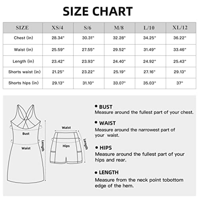 Topcloset 테니스 드레스 내장형 브래지어 & 반바지 주머니가 있는 여성 운동 드레스 운동용 골프 드레스 운동 드레스
