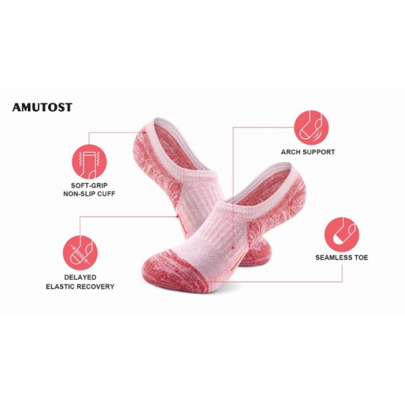 Amutost 노쇼 양말 여성용 운동 쿠션 발목 푸티 로우 컷 양말 5-6 쌍
