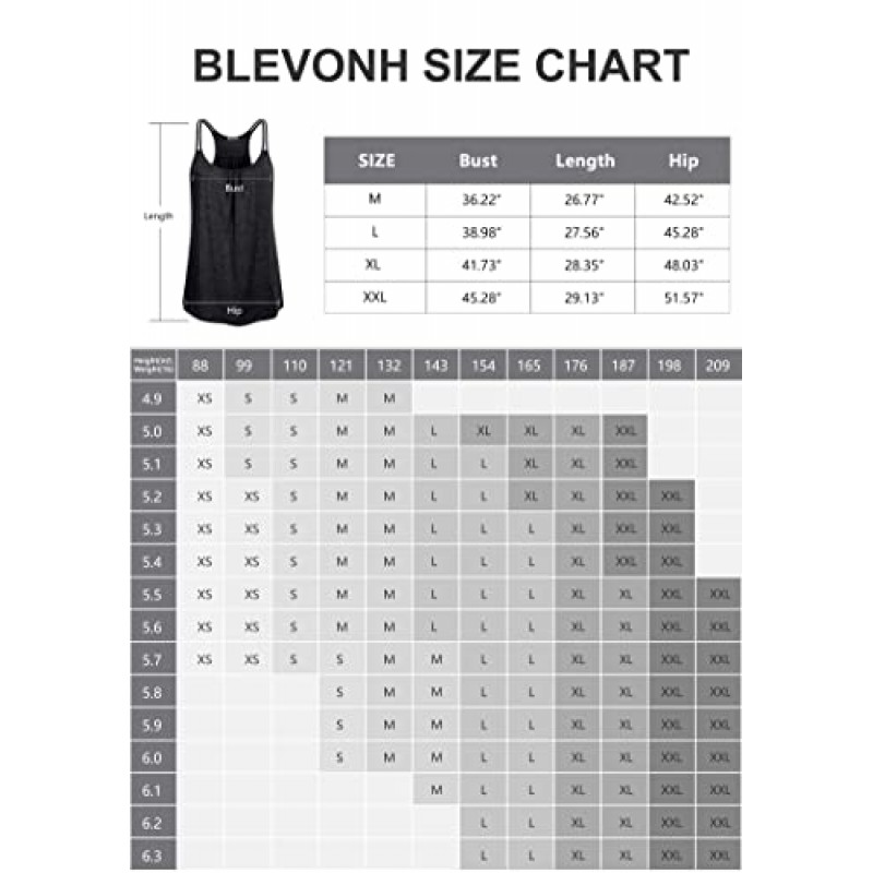 BLEVONH Womens 요가 운동 Racerback 탱크 탑 스파게티 스트랩 Flowy Tank Top 루즈핏