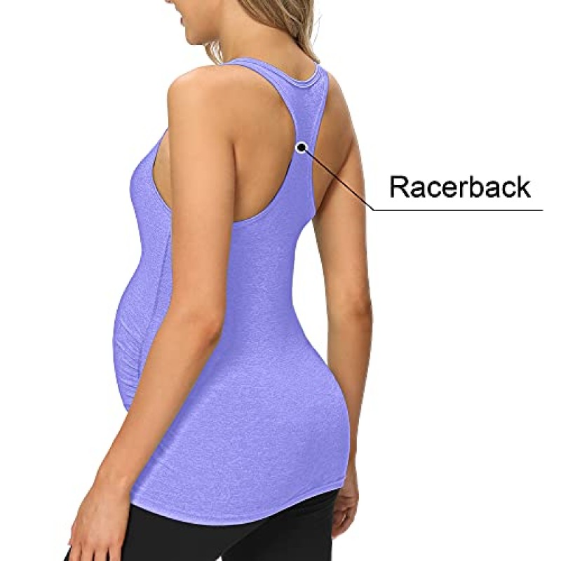 Fitglam 여성용 출산 탱크 탑 운동 활동적인 운동 요가 민소매 셔츠 임신 Racerback Activewear Clothes