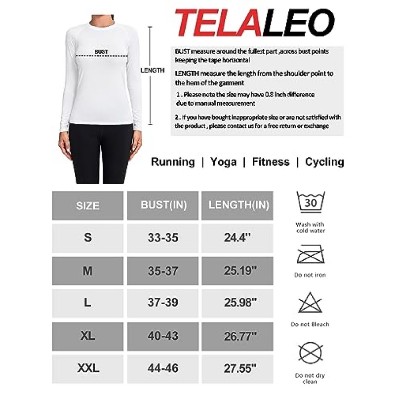 TELALEO 4 팩 여성용 압축 셔츠 긴/짧은 소매 성능 운동 Baselayer Athletic Top 스포츠 기어