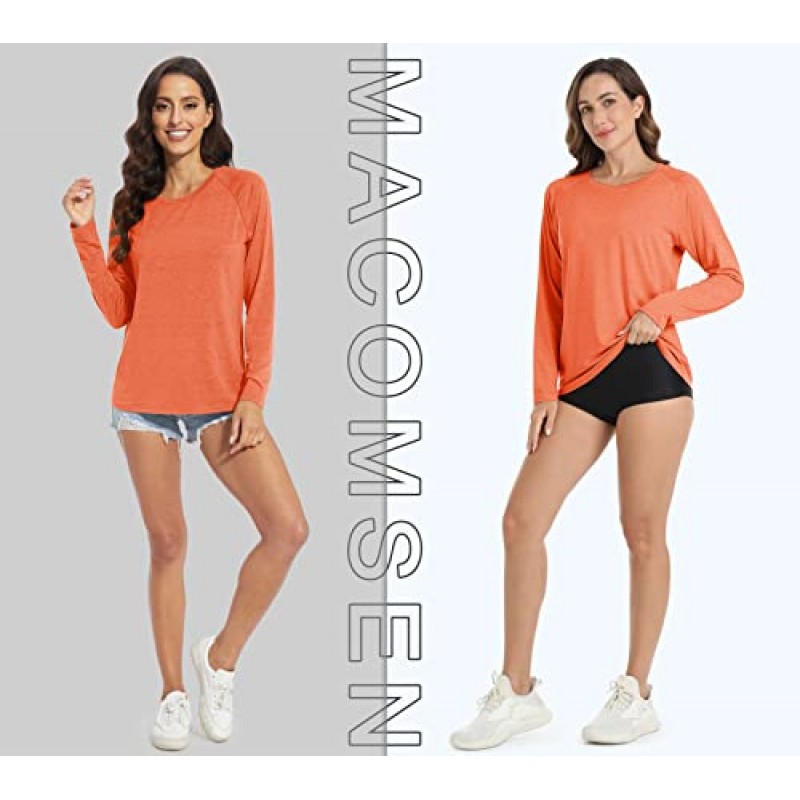 MAGCOMSEN 여성용 긴팔 셔츠 UPF 50+ 자외선 차단 러닝 낚시 운동 T 셔츠