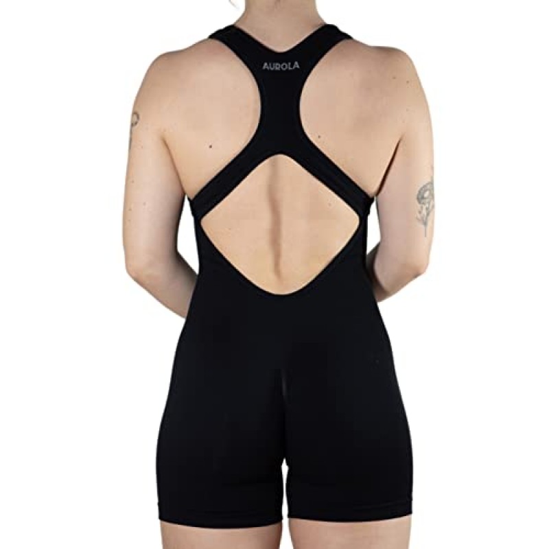 AUROLA Power Romper 여성용 운동 요가 체육관 Seamless 원피스 Racerback Jumpsuit Tummy Control 패딩 스포츠 브라 Onesie